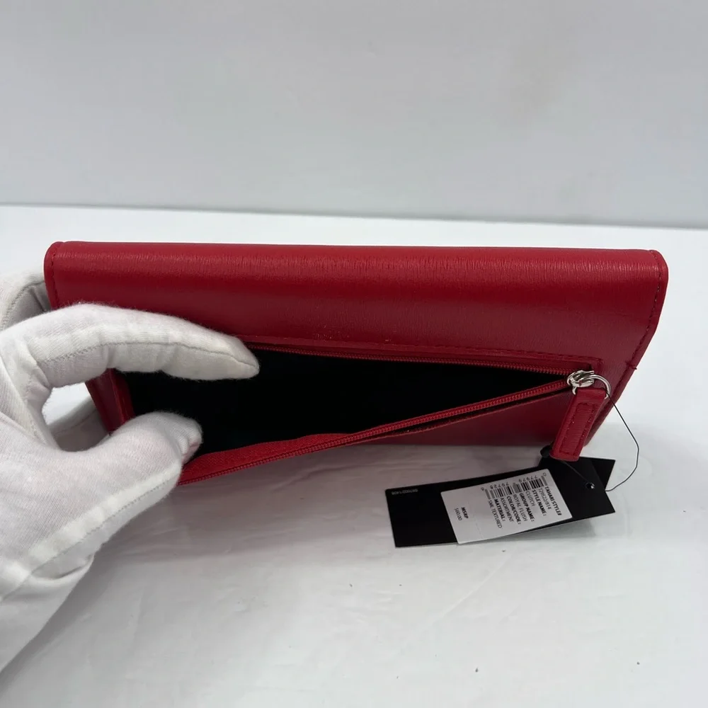⭐️TAHARI💯 WOMENS RED, WALLET, VEGAN LEATHER, RFID PROTECTED LINING - Picture 6 of 16
